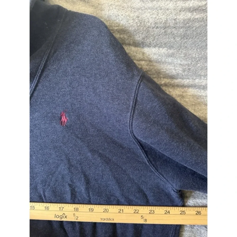 Polo by Ralph Lauren Navy Shawl Collar Pullover with Brown Elbow Patches